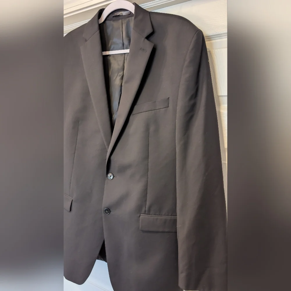 Calvin Klein Men's 42L Two Bottom 100% Wool Black Jacket Blazer Suit Coat cthny